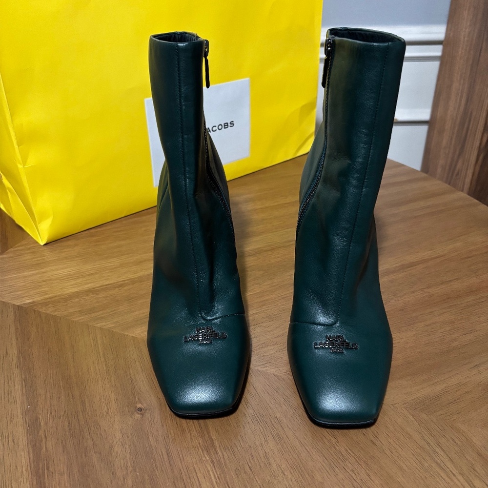 Karl Lagerfield Paris Vica Boot Forest Green Size 10 NWOT/NWOB